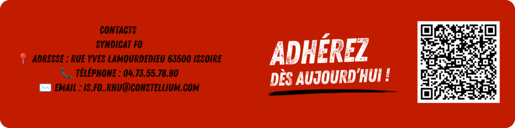 contacts syndicat fo 📍 adresse rue yves lamourdedieu 63500 issoire 📞 téléphone 04.73.55.78.90 ✉ email is.fo rhu@constellium.com